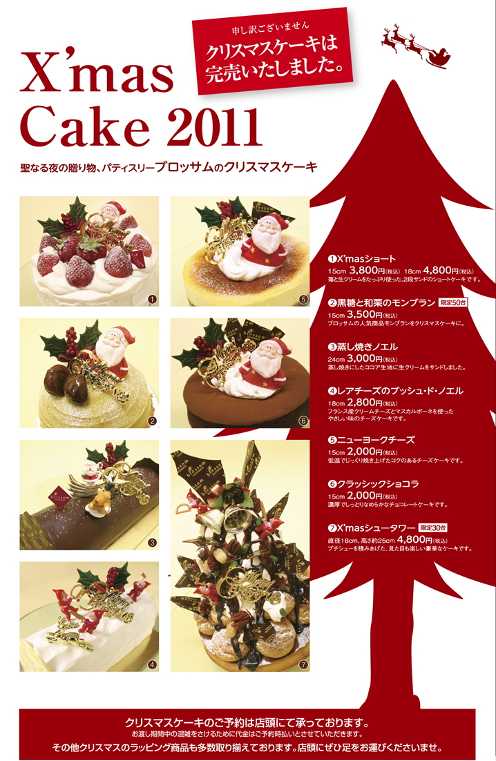 パティスリーブロッサムのクリスマスケーキ2011